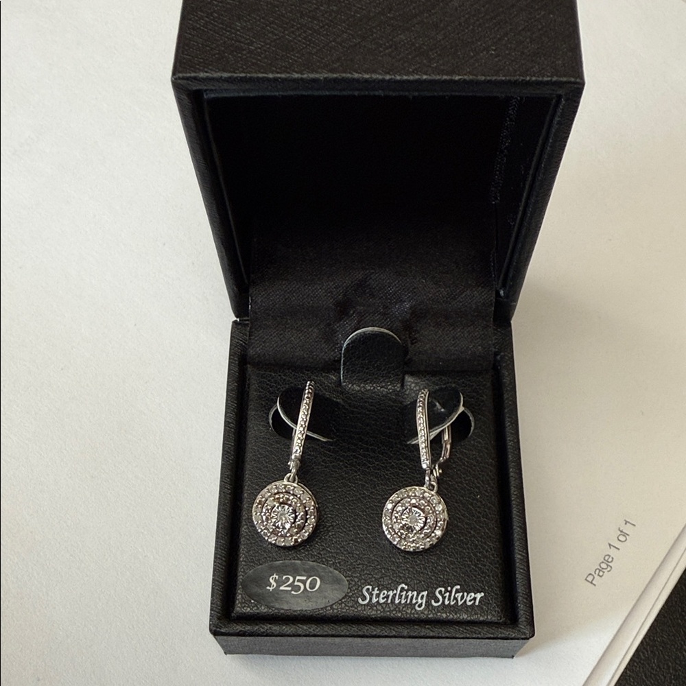 Macy's Diamond Sterling Silver Circle Leverback 1/4 ct TW Earrings